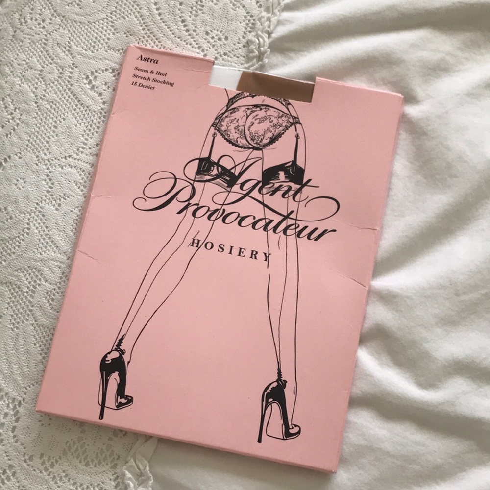 NWT Agent Provocateur ASTRA Nude Red Stockings XS